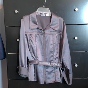 Worthington Gray Blouse with Belt